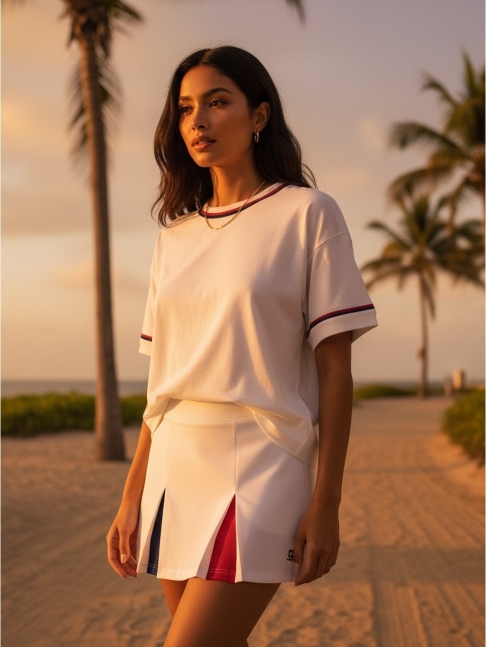Medium Tuckernuck Sport White Americana Piped Cropped Ryan Boyfriend Tee